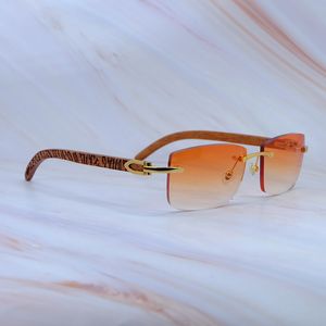 Designer-Sonnenbrille, quadratisch, Vintage, Carter, Luxus-Herrenbrille, Outdoor-Dekoration, Brille, Retro, randlos, Gafas Para El Sol Ee Mujer, Tigerholz 012, guter Rahmen