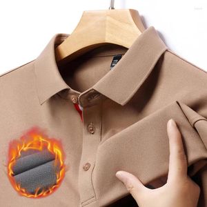 Men's Sweaters Autumn And Winter Warm Business Polo Collar Top Casual Solid Color Long-Sleeved Shirt Office