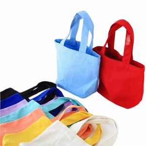 new Canvas Cott Simple Shop Bags Fi Solid Color Casual Package Hand Bag Foldable Handbag Large Capacity Tote c7QM#