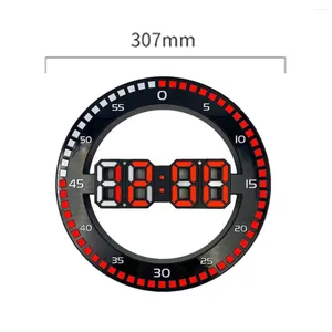 Wall Clocks Living Room Clock 3D LED Portable Electronic Screen With Jumping Seconds Black & Red