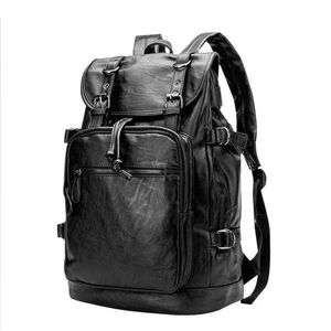 Bolsa De Couro Dupla Masculina Ombro Tendência Lazer Grande Mochila Macia Capacidade Moda Viagem 230715 Ubfss