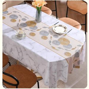 Toalha de mesa 2024 à prova d'água anti-escaldadura óleo e auto-limpeza PVC tapete de café longo toalha de mesa oval