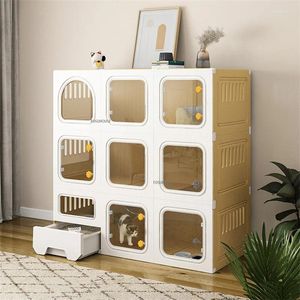 Cat Carriers Home Cage House Luxury Villa Litter Box Toilet Integrated Modern Small Apartment Cabinet Pet Supplies Z