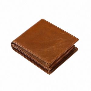 retro Oil Wax Leather Wallet Handmade Men Cowhide Wallet with Coin Purse Genuine Leather Bank Card Holders Wallet For Male b1Mr#