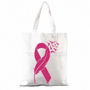 Outubro Rosa Câncer de Mama Aen Shopper Bags para Mulheres Resuable Tote Bag Harajuku Grande Capacidade Shop Bag Impressão e7hP #