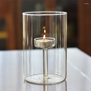 Pakiet świec 3 szklanych uchwytów na środkowe elementy ślubne Clear Tealight Home Decor Dekoracyjne świece