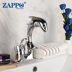 Bathroom Sink Faucets ZAPPO Chrome Faucet Dolphin Shaped Single Handle Basin Mixer Deck Mounted Tap And Cold Water