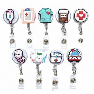 new 1 Piece High Quality Silice Retractable Doctor Nurse Badge Holder Reel Cute Carto ID Card Holder Keychains v5qA#