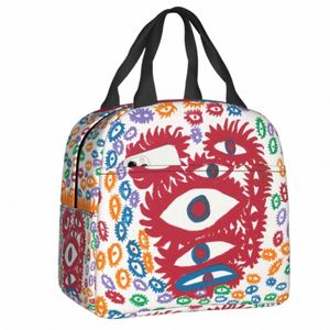 Yayoi Kusama soyut boyama yalıtılmış öğle yemeği çantası yanıltıcı serin termal bento kutusu kadınlar için çocuklar için piknik öğle yemeği tote j8mr#