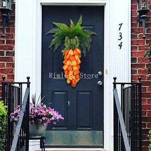 Kwiaty dekoracyjne sztuczny wieniec kwiatowy do dekoracji drzwi wielkanocnych pomarańczowych marchewki girland wakacyjny wystrój wakacyjny