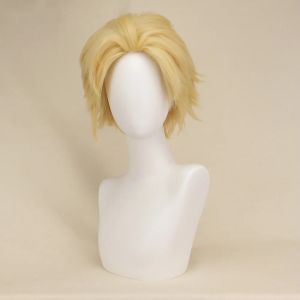 Parrucche QQXCAIW Parrucche sintetiche per capelli corti da uomo ricci biondi da 35 cm