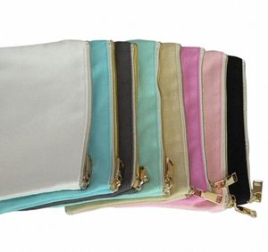 DHL50PCS 16oz Cott Canvas Cosmetic Bag med guldmetall Zip Blank Makeup Bag Size = 22*15cm i8mr#