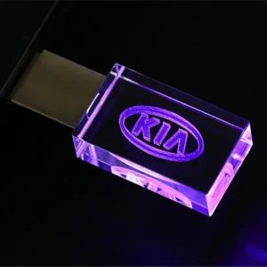 Jaster Crystal USB Flash Drive 128GB Ücretsiz Özel Logo Kalem Sürücü 64GB Kristal Renk LED Işık USB Stick 32GB Yaratıcı Hediye