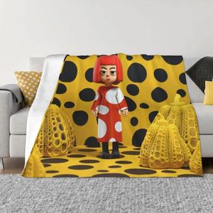 Battaniyeler Yayoi Kusama Polka Battaniye Yumuşak Polar Bahar Sonbahar Sıcak Flannel Kabak Çekyat Batak Yatağı Yorgan