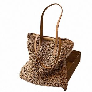 fi Straw Woven Large Capacity Shoulder Shop Bag Women Vacati Beach Handbag Purse Bohemia Rattan Knitted Tote For Lady d7sB#