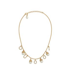 Дизайнерское ожерелье женщин ретро винтажные жемчужные буквы шарм подвесные ожерелья многоцветные хрустальные ювелирные украшения 18 тыс.