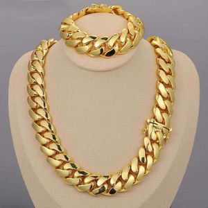 Partihandel Hip Hop Jewelry 20mm 10K REAL GULD PLATED SOLID MIAMI Cuban Link Chain Necklace For Men
