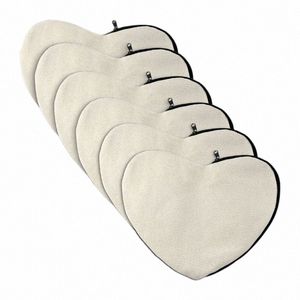 dhl100pcs Borse cosmetiche Fai da te Tela bianca Astuccio a forma di cuore vuoto o8w3 #