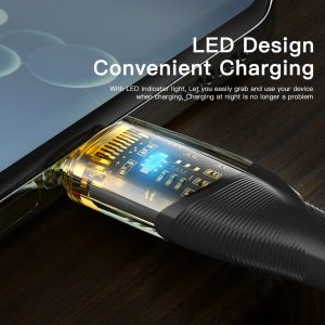 Essager 7A 100W USB A till typ C Fast laddningskabel med LED -indikatorljus Datadrådsladd för Huawei Oppo OnePlus Realme