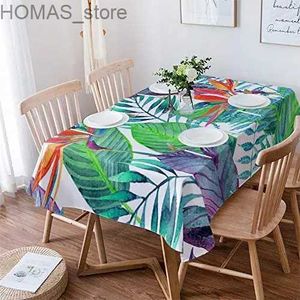 Tovaglia estiva Acquerello hawaiano Foglia tropicale Tovaglia rettangolare Decorazione della festa nuziale Tovaglie impermeabili Decorazioni per il tavolo da pranzo Y240401