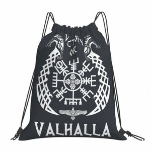 Vitória ou Valhalla V-Viking Age Cool Drawstring Bags Caminhadas Bolsa 3D Impressão Mochila Menino Meninas Saco de sapato escolar k5Xz #