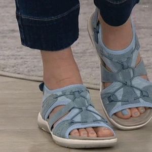 Casual Shoes Europe Plus Size 43 Gladiator Sandaler för kvinnor 2024 Summer Round Head Breattable Flat Beach