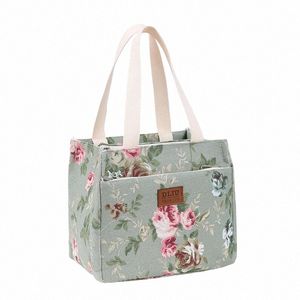 portátil floral impressão almoço saco térmico isolado lancheira tote refrigerador functial bolsa estudante bento bolsa sacos de armazenamento de alimentos k82r #