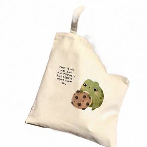 rana arte stampa borsa a tracolla tela Tote Bag Shopper Bag borsa delle donne del progettista 2021 New Girl Fi casual stile minimalista o54T #