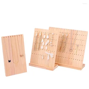 Jewelry Pouches Wood Display Stand Necklace Holder Rack Multiple 60/120 Holes Earring Ear Studs Bracelet Showcase Counter Live Shows