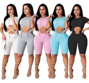 Frauen Sexy Overall Sommer Einfarbig Cut Out Taille Kurzarm Bodycon Overall Sexy Club Party Body Einteiliges Strampler over7697185