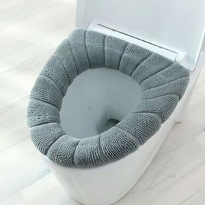 Travesseiro 30cm redondo assento de vaso sanitário lavável almofada macia inverno tapete closestool capa stretchable cinza