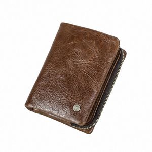 oryginalne skórzane portfele kontaktu dla mężczyzn Krótkie dwufolodowe swobodne torebki męskie uchwyty na karty RFID monety torebki mey clip men portfel n4e8#