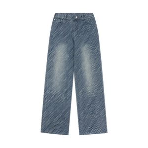 Designer jeans men Clothing straight length Denim pants mens jeans through wide leg pants show thin casual Straight