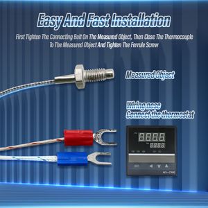 AC 110V/220V Digital PID Temperature Controller REX-C100 + Max 40A SSR 40DA SSR Relay+ K Thermocouple M6 1m Probe with Heat Sink