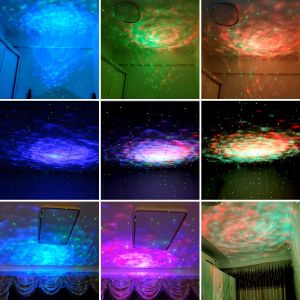 LED PARTER HIZLI Yıldızlı Okyanus Dalga Lazer Projektör Yıldız Su Dalgası Gece Işık Ses Aktif Yatak Odası Dekoru Noel Hediyesi