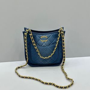 Advanced Retro Blue Tote Borka CC Bag luksusowy designerski skóra noszenie torby łańcuchowej hobo pod pachami klasyczny czarny złoty wosk oleju w wosku z torbą na ramię