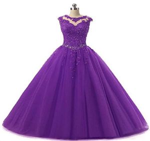 Sweet 16 Quinceanera Pageant Dresses Lace Applique Tulle Ball Gown Prom Dresses Long Vestidos 15 Anos Keyhole Back Debutante Masqu6795265