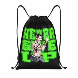 custom Johns Never Give Up Drawstring Bag for Shop Yoga Backpacks Men Women Sports Gym Sackpack v8RM#