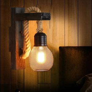 American Country Retro Cafe Industrial Style Aisle Decorative Lighting Restaurant Bar Creative Wood Art Wood Wall Lights