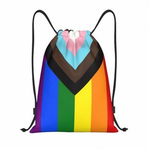 Lgbt Progr Orgulho Bandeira Cordão Mochila Sports Gym Bag para Mulheres Homens Gay Pride Treinamento Sackpack b7aD #