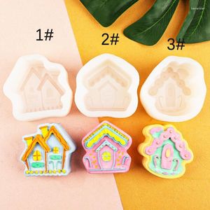 Stampi da forno Cute House Modellazione Sapone fatto a mano Stampo in silicone Candele profumate Decorazione chalet di Natale 17-844