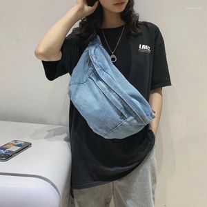 Akşam Çantaları Denim Kadın Çantası 2024 Göğüs Paket Kemeri Eko Koreli Messenger Y2K Cross Canvas Satchel Jeans Sling Ceb