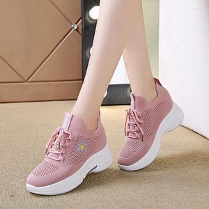 Casual Shoes Small Chrysanthemum Pattern Sneakers Summer Autumn Low Heel Ladies Wedges Platform Female Thick Bottom Trainers