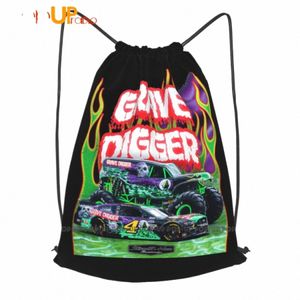 grave Digger 2021 Kevin Harvick Mster Truck Racing Drawstring Backpack Swimming Sports Bag O2GQ#