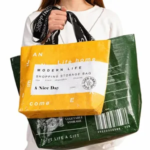 portable PP Woven Women's Large Shopper Shoulder Bag Foldable Eco-Friendly Grocery Storage Handbags Female Shop Tote Bags M6pQ#