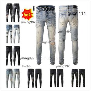 Clothing amirirlies amari amilirs New Jeans Pants JL7E AM 2024 Arrivals Mens Luxury Designer GRHN Denim Holes Trousers Jean COOLGUY Biker Man GRHN QVPX