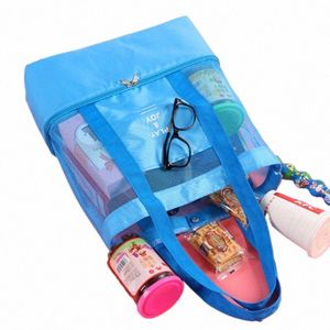 new Thermal Insulati Bag Handheld Lunch Bag Useful Shoulder Bag Cooler Picnic Mesh Beach Tote Food Drink Storage T5tY#