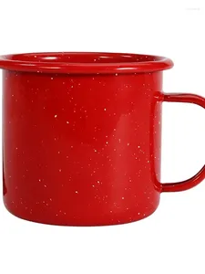 Tassen Emaille-Tasse mit gerollten Rändern, festliche rote Schneeflocke, weiße Punkte, Tasse, Eisen-Teekanne, 9 cm