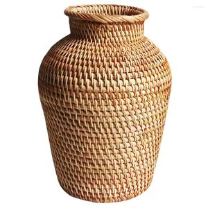 Vasos mesa de jantar rattan vaso decoração flores centrais cestas de bambu buquês frescos