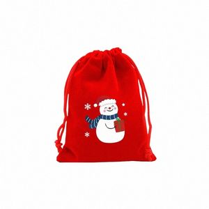 1pc 13x18cm Red Christmas Veet Bags Drawstring Pouch Candy Snack Gift Bag Bracelet Jewelry Packaging Storage Bags Z1wS#